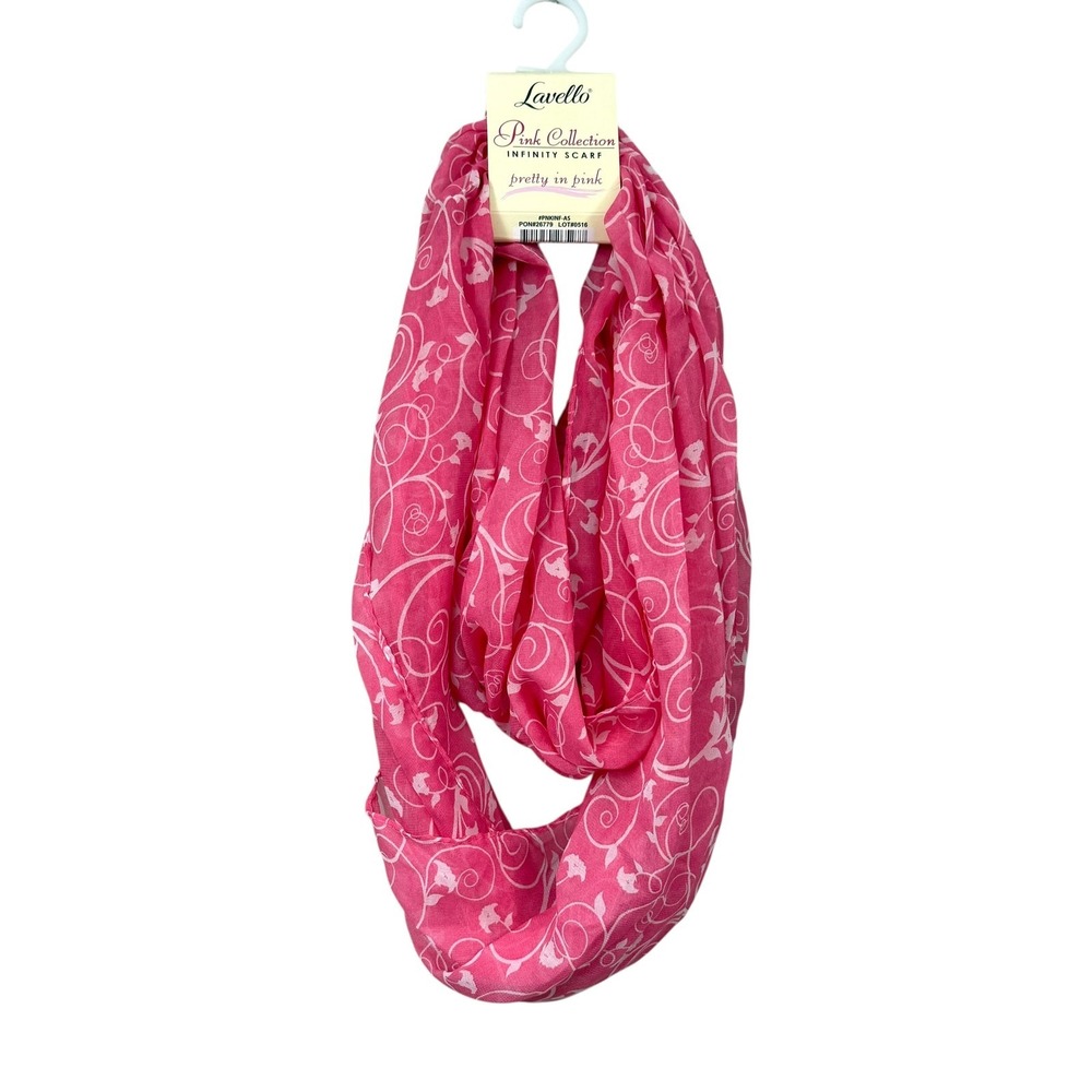 Lavello Pink Collection Infinity Scarf Floral Scroll Pretty in Pink NWT*